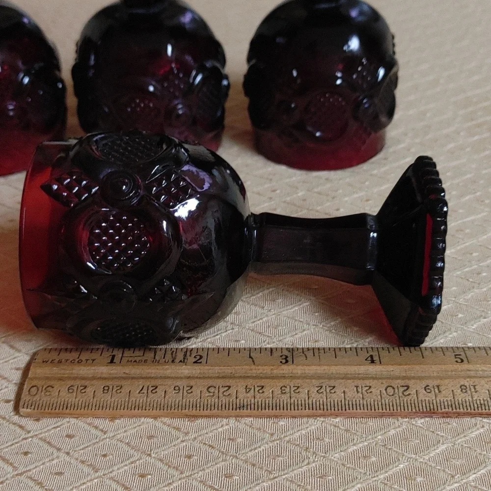 4 Vintage Avon Ruby Cape Cod 3 oz Wine Glasses Tea Light Candle Holder